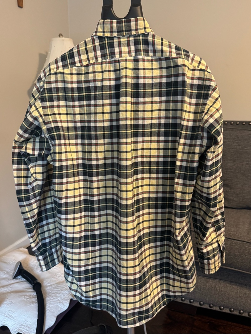 Ralph Lauren Yellow, Green and White Plaid Button-Down Shirt